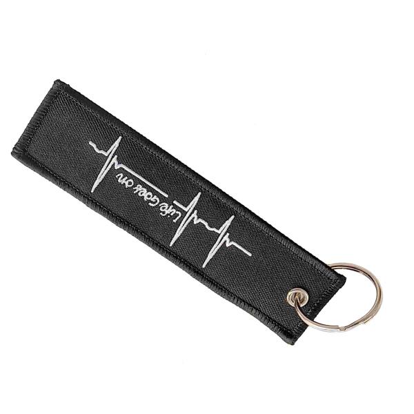 Quality Minimalist Heartbeat Keychain Charm - Custom Name / Date Embroidery - Stainless Steel Ring​ for sale