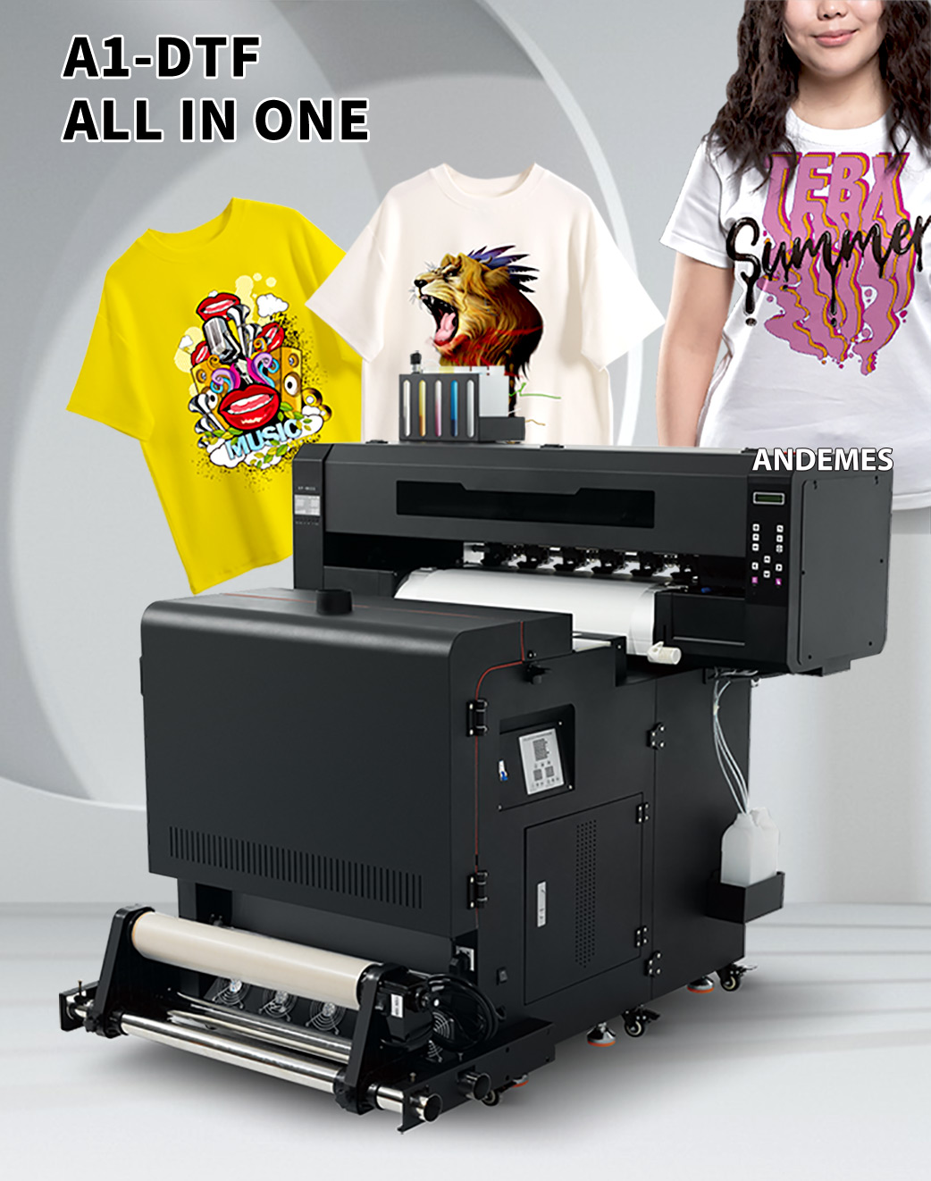 Automatic DTF Transfer Print T Shirt Printing Machine with Dimensions L*W*H 1435*610*615mm