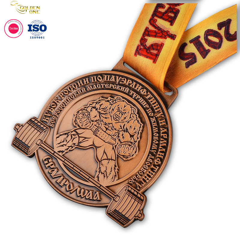 Shiny Gold Plated Enamel Brass Hollow Out Unique Zinc Alloy Medals With Lanyard