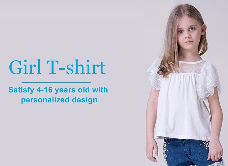160 grams Fabric Weight O-Neck Short Sleeves Slim Crop Top Girls T-shirt For Kids Summer