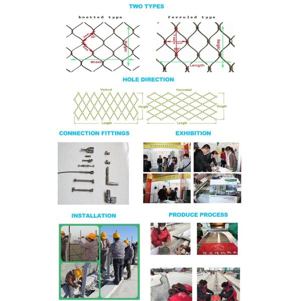 Stainless Steel 304 316 Wire Mesh Bird Netting Climbing Plant Mesh