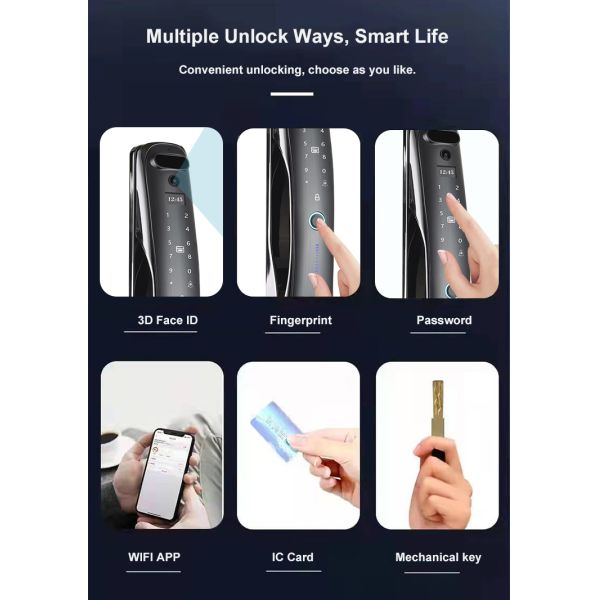 Face ID Intelligent Tuya Door Lock Intercom IC Card App Controlled Smart Door Lock