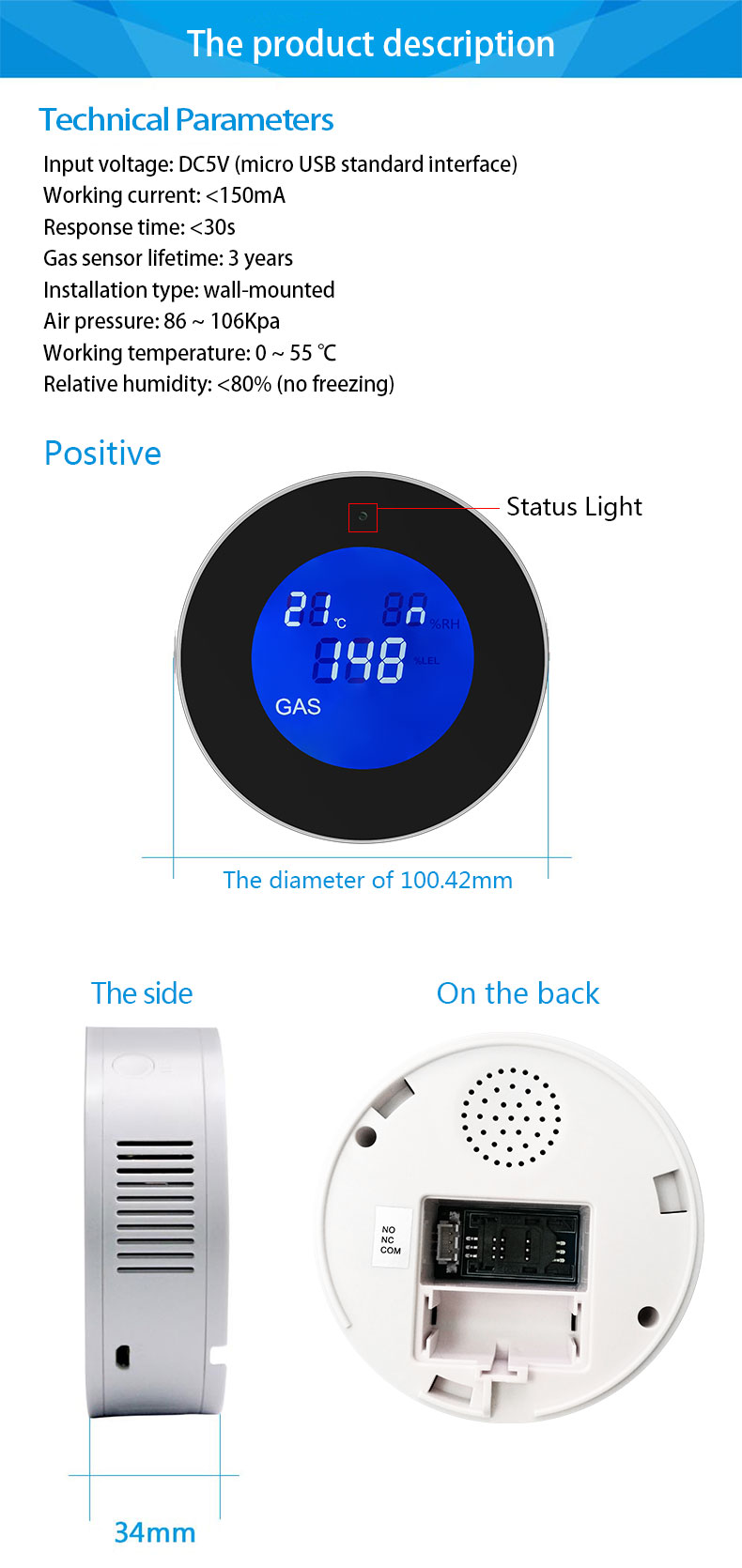 Glomarket Tuya Wifi Gas Detector GSM Alarm System Lcd Digital Alarm Leak Sensor Gas Leak Detector