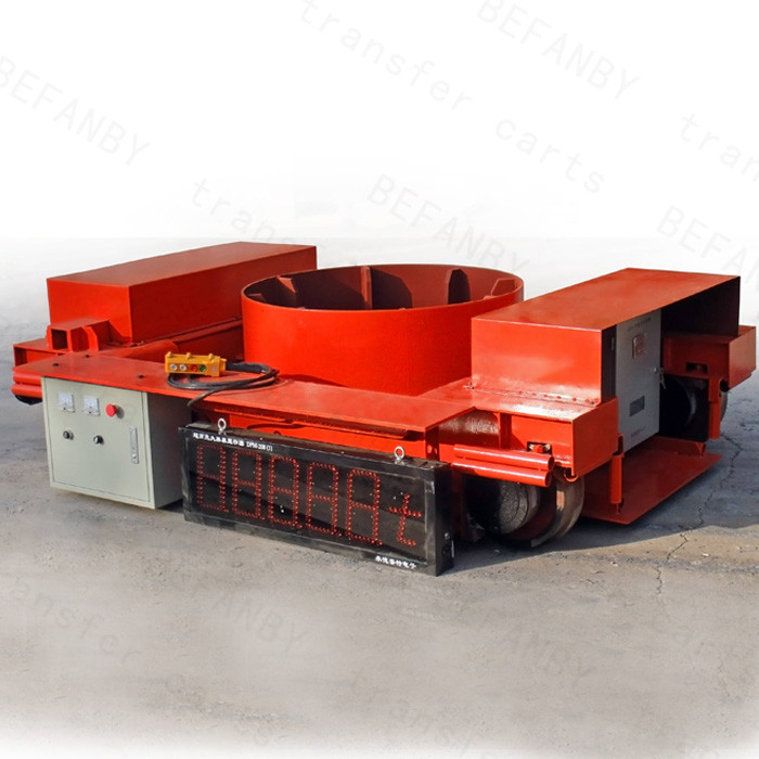 High Temperature Motorized Trolley Carts , Arc Shape Rails Scrap Transfer Car