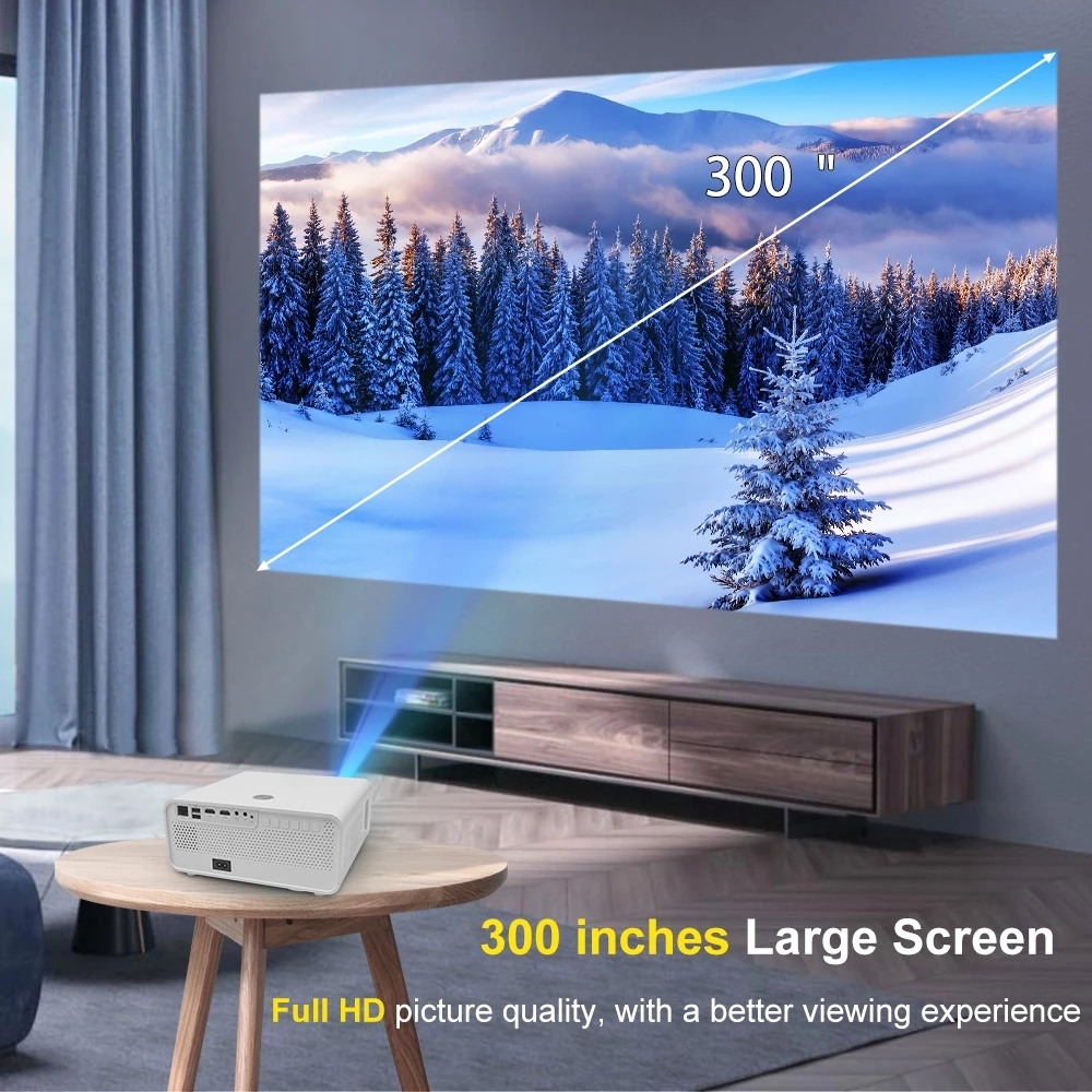 Ehomm X1 White FHD 700 ANSI Lumens Android Smart Auto Focus Home Theater Projector