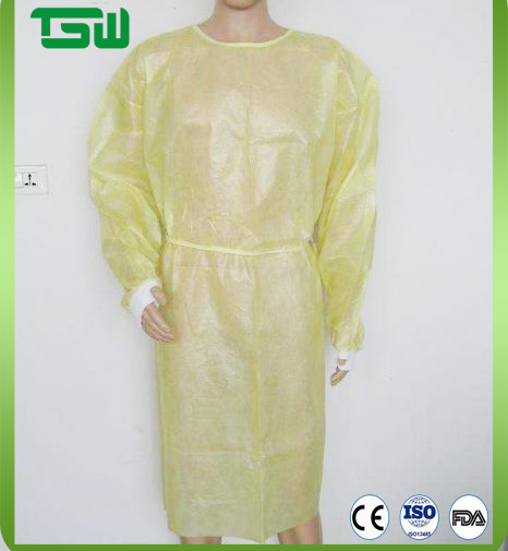 Waterproof Disposable PP Isolation Gown With Knitted Cuff
