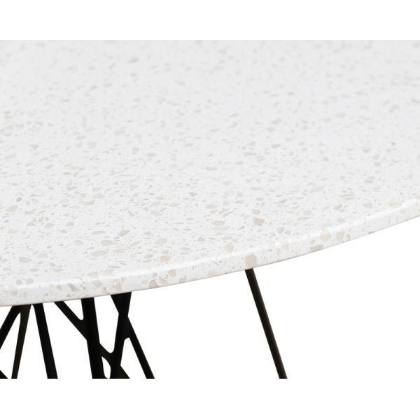Diameter 900mm Ceramic Round Dining Table With Fixed Type And Iron Base