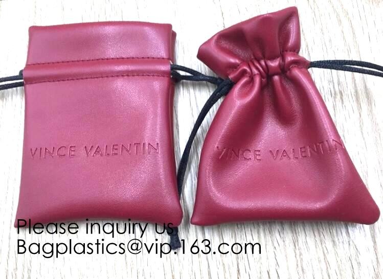 PU Leather Drawstring Pouch For Key,Red Wine PU Leather Drawstring Bag For Gift,Waterproof Leather Drawstring Bag PACK