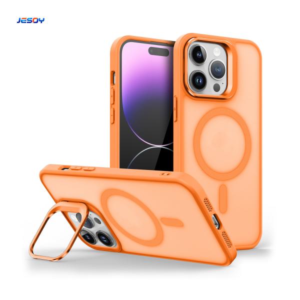 Quality Built-in Camera Stand Magnetic Phone Case Translucent Matte With Magsafe Cover for sale