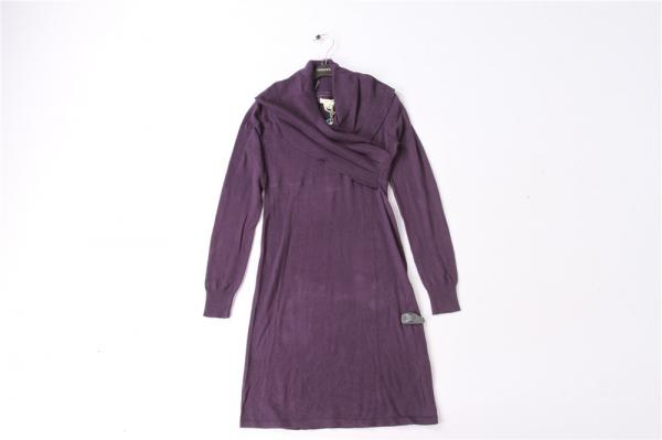 Quality Purple Coral Women'S Long Sleeve Sweater Dress 80% Cotton 20% Wool for sale