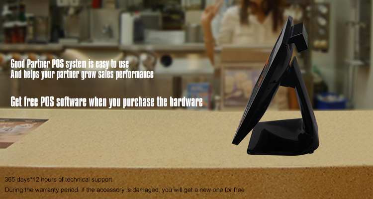 Capacitive Touch Screen POS Machine VFD Customer Display POS Software 15 inch Display
