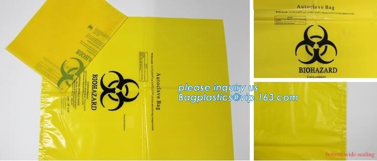 LDPE biohazard waste bin bags disposable medical autoclave bags, biohazard specimen bag plastic adhesive flat bag, bagea