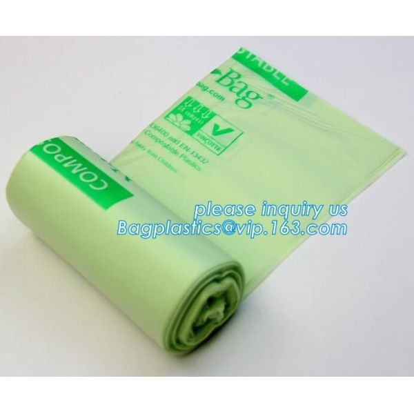 Eco Friendly Biodegradable Plastic Compostable Garbage Bags On Roll, Compostable Disposable Colored Plastic Garbage Bag