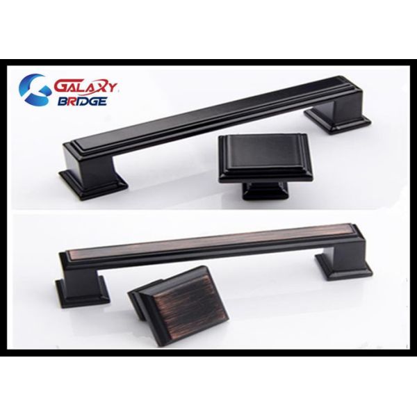 128mm American Stylish Plating Kitchen Cabinet Handles 96mm Black Arched Dresser Pulls Square Knobs
