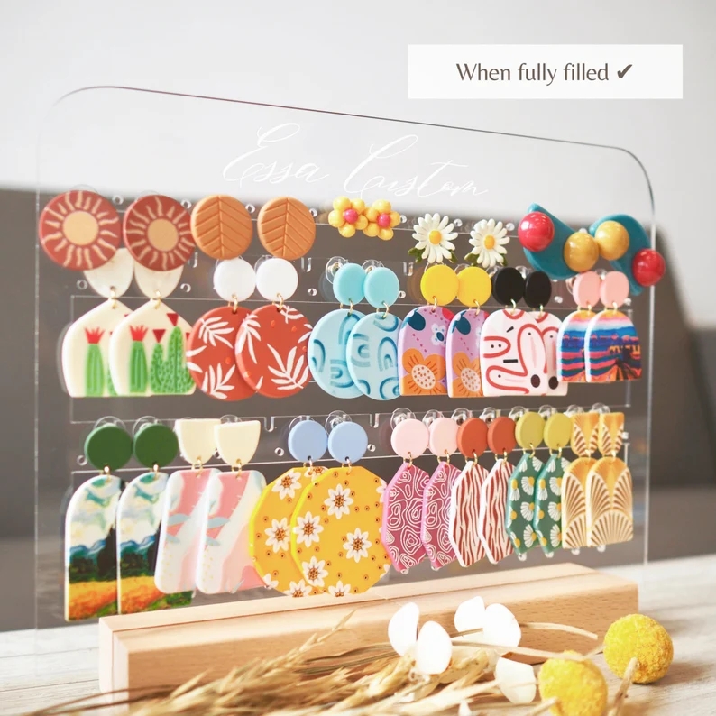 Personalized Jewelry DisplayJewelry Stand Girls Room Decor Earring Holder Acrylic Jewelry Stand Jewelry Organizer Earring