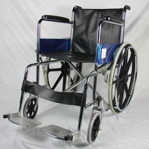 Basic Style Folding Steel Wheelchair With Fixed Armrest And Footrest
