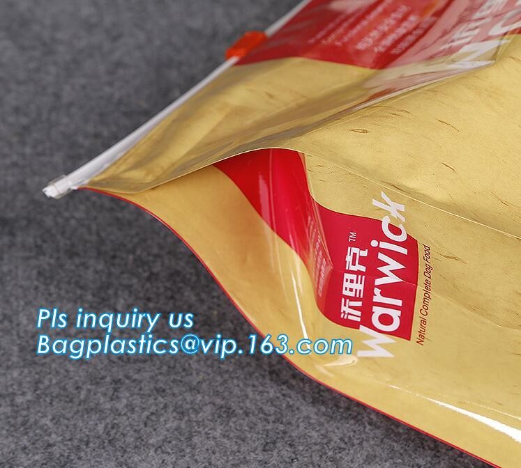 quad seal bottom and bottom load metallized film slider zipper packaging bag, Metal Zipper Printing PVC Slider Bags