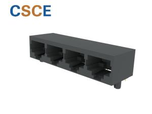 China 1x4 Port Shielded Stacked RJ45 Connector Jack Without Internal Filter 10p8c wholesale