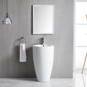 China Ceramic Bathroom Sanitary Ware Pedestal Basin Cylindrical Freestanding Sink wholesale
