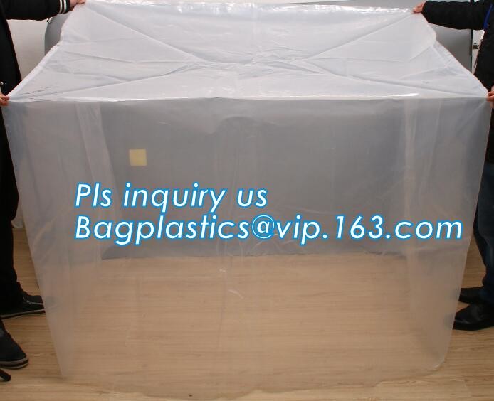 Customized Square Bottom or Side Guesst Plastic Protective Pallet Covers, 4 Mil Dust proof Clear Pallet Covers, BAGPLAST