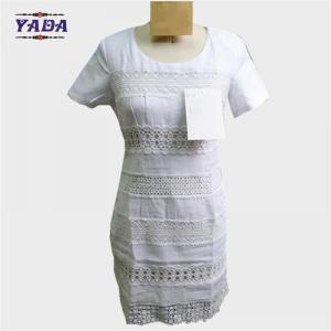 Hollow out collar white short sleeve print fashion girls one piece dress dresses women sexy made in China