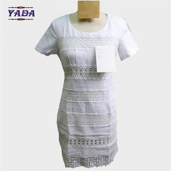 Quality Hollow out collar white short sleeve print fashion girls one piece dress dresses women sexy made in China for sale