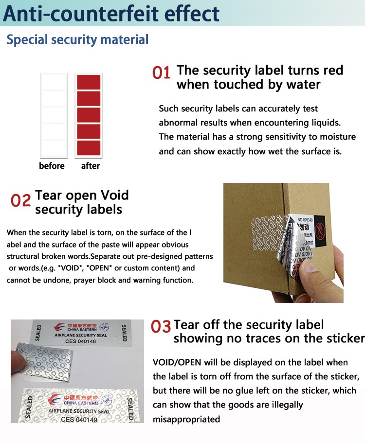 Oilproof Waterproof 3D Hologram Tamper Evident Security Labels
