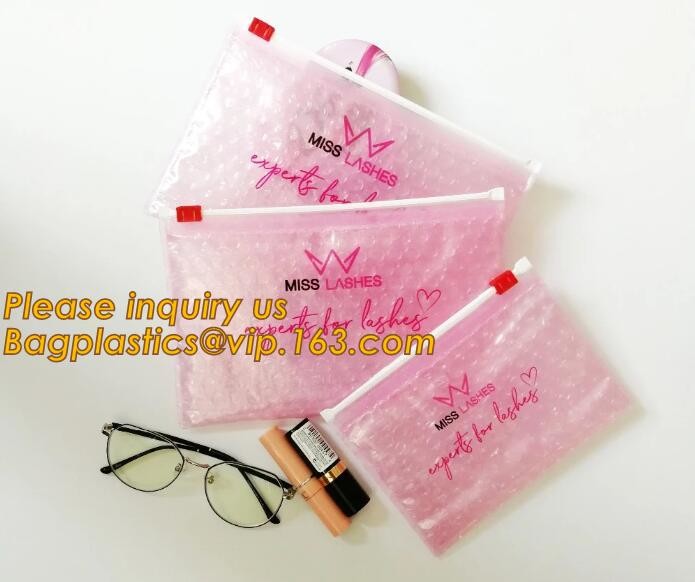 Cosmetic Slider Zip lockk Bubble Bags Bubble Slide Pouch,Zip lockk esd bubble bag bubble packaging wrap cosmetic pouch slide