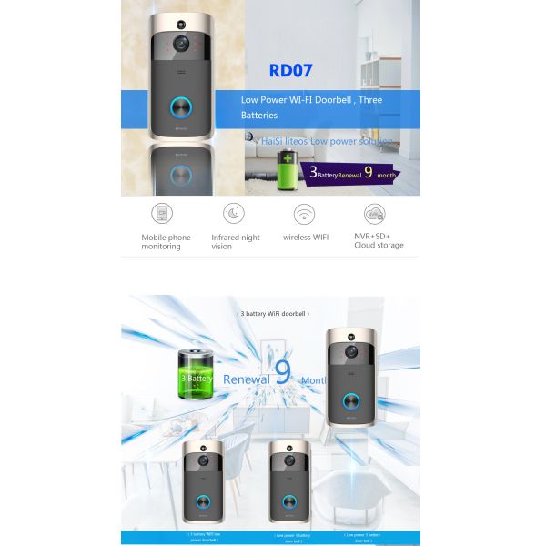 HFSecurity RD07 Wide Angel WIFI VIsua Real Time Two Way Audiol Door Bell