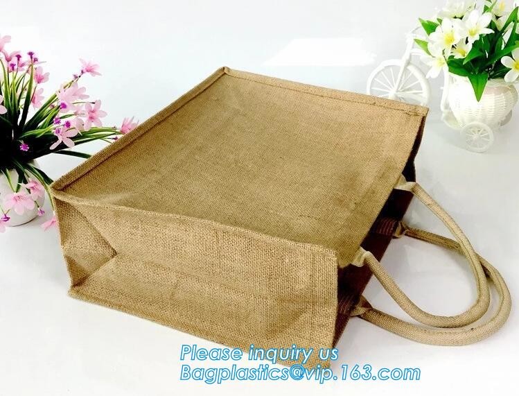 JUTE STORAGE BASKET WITH COTTON ROPE HANDLES,Burlap fabric jute toy storage basket for home storage organization bagease
