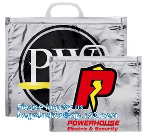 Custom Packing Aluminum Foil Zip-Lock Grocery Handle Thermal Insulation Cooler Bag For Outdoors,Promotional Insulated La