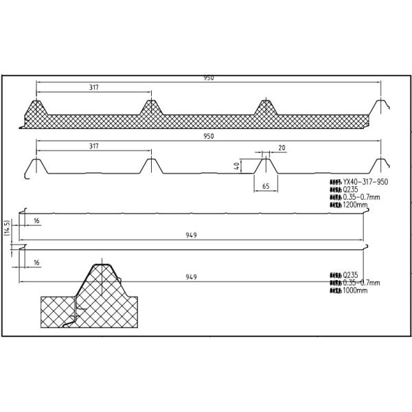 PU / Polyurethane Sandwich Panel Machine, PU Sandwich Panel Making Line With PLC Control