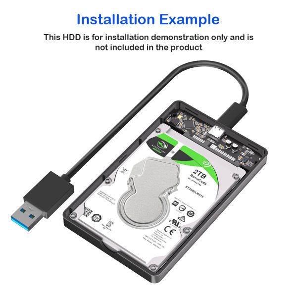 Portable USB 3.0 Type C SATA HDD SSD Enclosure
