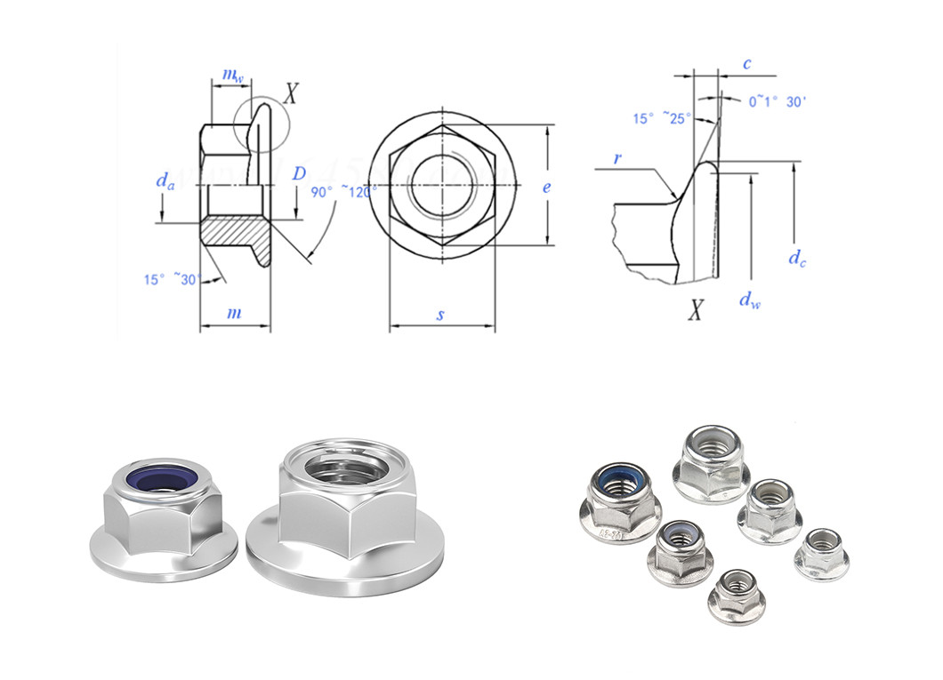 0.5 Inch Hexagon Lock Nut M2 - M12 Customized Hex Nut With Flange