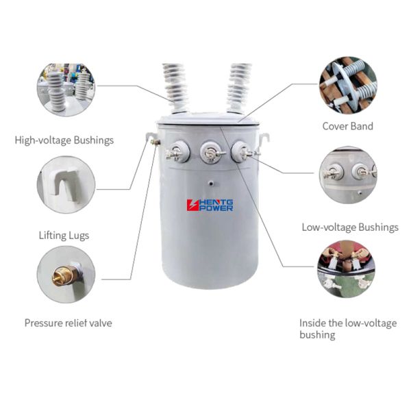 Technical diagram of pole mounted transformer