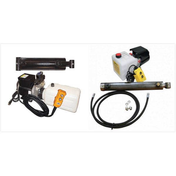 12 Volt Hydraulic Power Pack with 2 Hydraulic Rams Hoses and Fitting Kit with Pendant