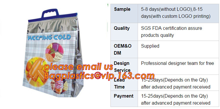Custom Packing Aluminum Foil Zip-Lock Grocery Handle Thermal Insulation Cooler Bag For Outdoors,Promotional Insulated La