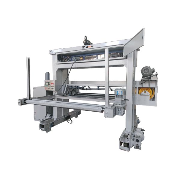 Robust PU Foam Cutting Machine For Horizontal Slicing On Rail With Auto Pressure Roller And Winding 2200mm Cutting Width