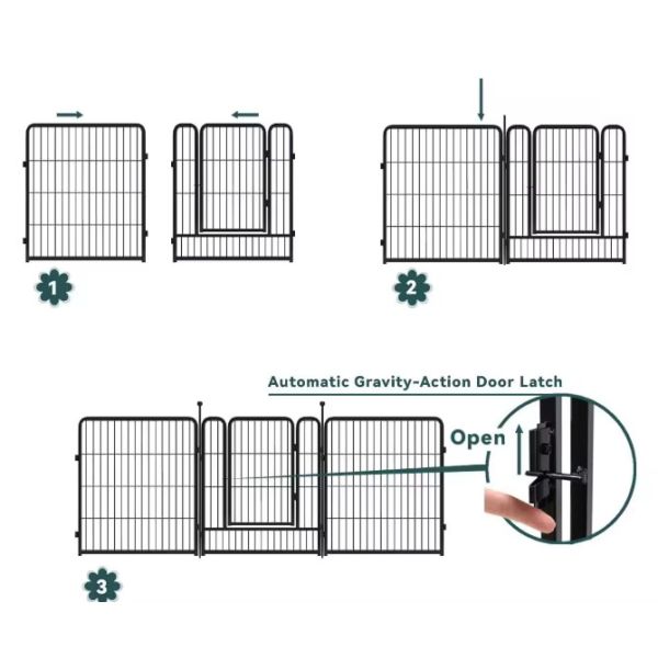6pcs Folding Portable Metal Dog Playpen Puppy Outdoor Fence Kennel