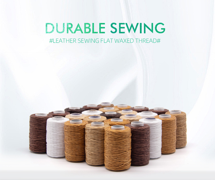 0.8mm Flat Waxed Polyester Stitching Thread for Leather Product Sewing and Durable