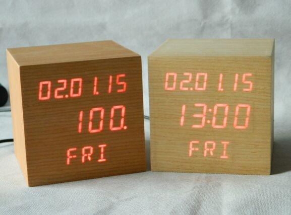 Quality Square Shape Calendar Snooze Temperature Mulit Function Desktop Clock for sale