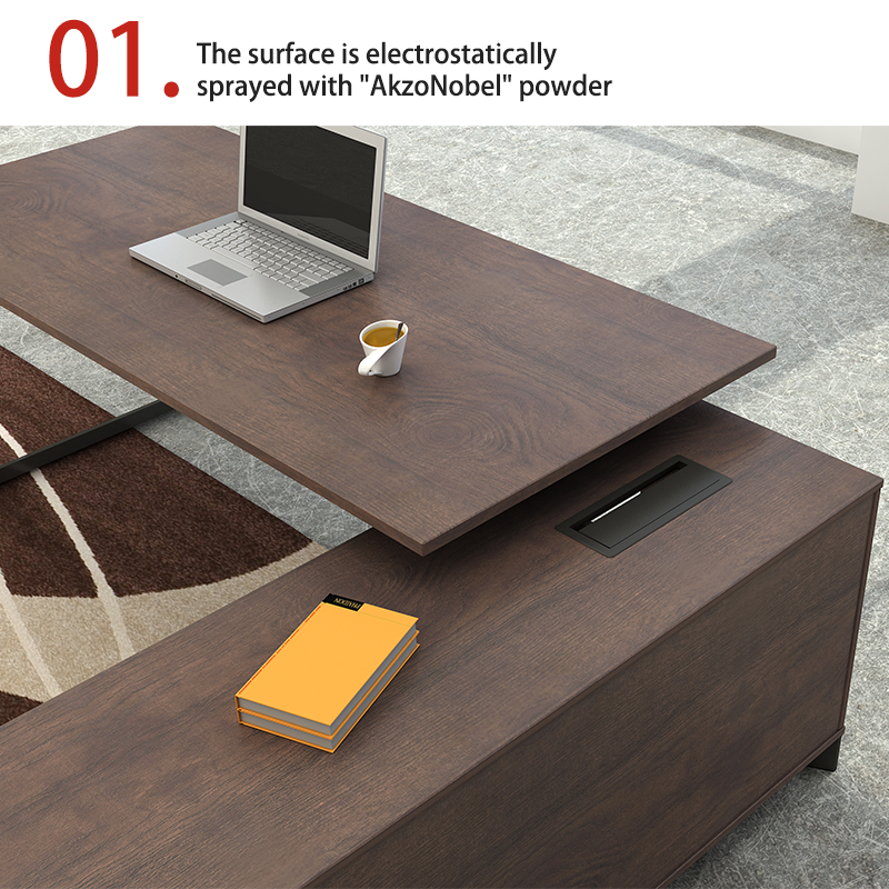 customization Elegant Modern Single Person Office Desk with Large Desktop Board for Boss's Computer Workstation