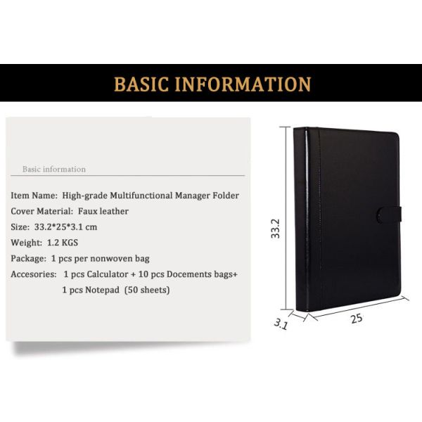 Business Gift A4 size high-grade multifunctional manager folder
