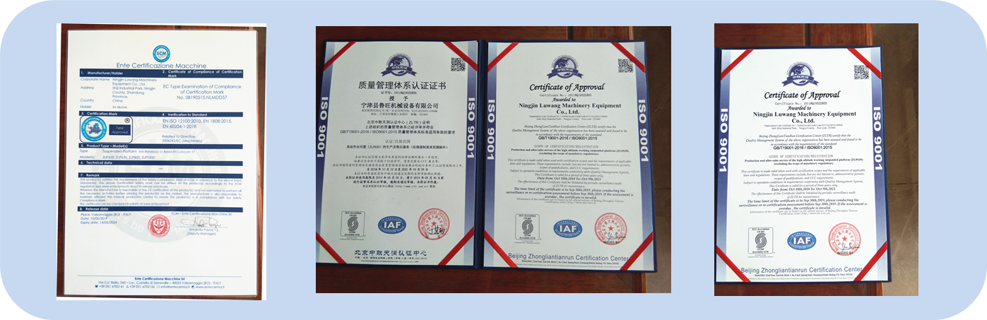 High Rise Suspended Access Equipment 800kg Rated Load CE Certificated