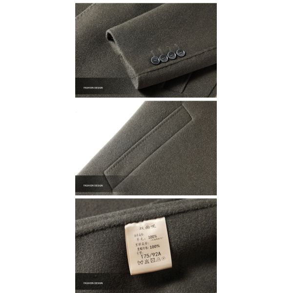 Wool Jacket Coat for Men Single Breasted Business Turn Down Collar Long Sleeve Regular