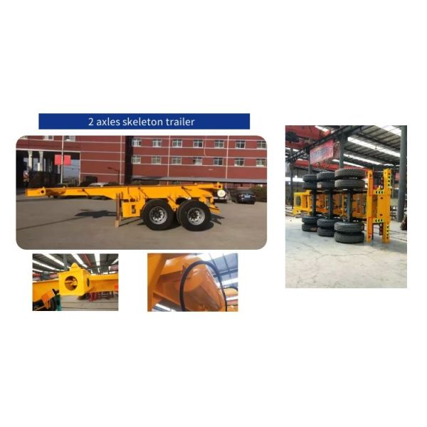 Aotong 20Ft 40Ft Container Frame Skeletal Semi Trailer with Fuwa Bpw Optional 13tons Axle
