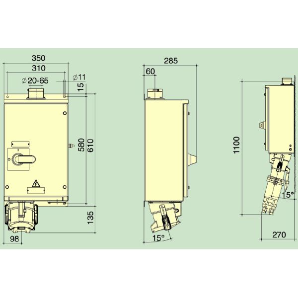 Large Current Inclination Wall Mounted Receptacle , IP55 Industrial Power Socket