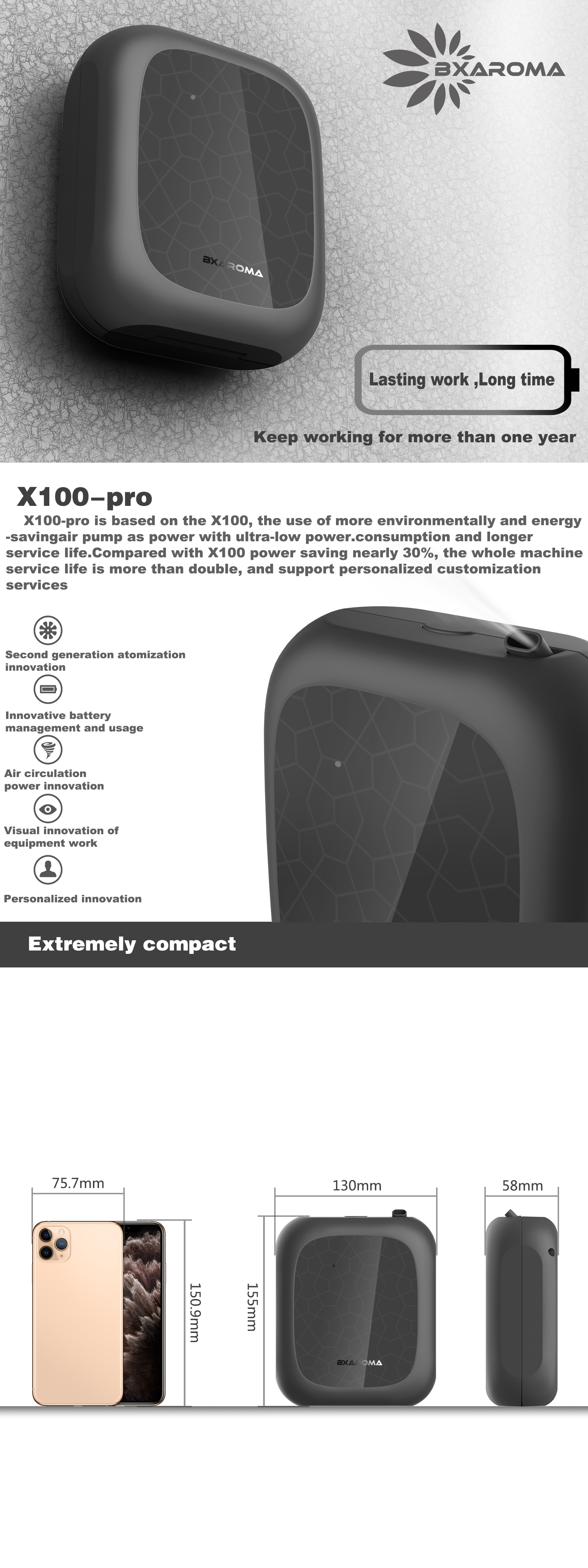 200ml Battery Operated Portable Diffuser Aroma Commercial Scent Diffuser