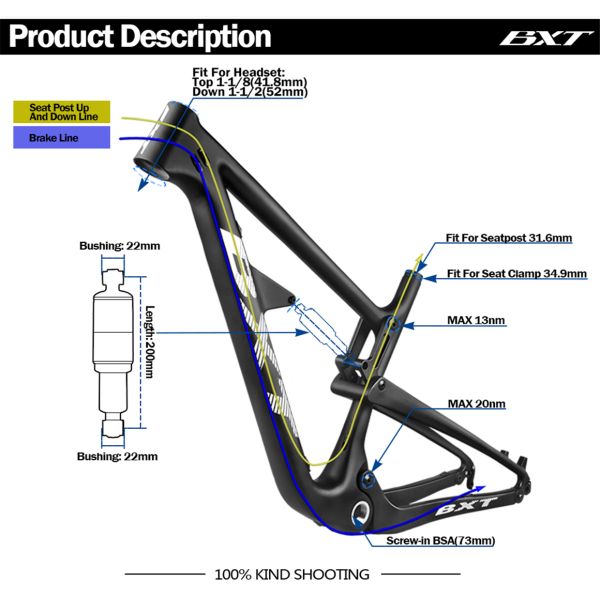 Suspension Carbon Hardtail Mountain Bike Frame MTB 29er Boost Hardtail Frame Travel 150mm