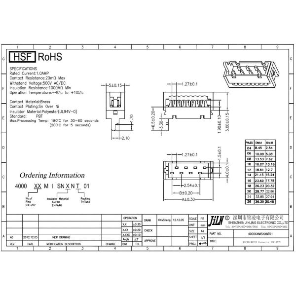 Functional 1.27mm Micro Match Connector Plug IDC Type For Assembly Cable